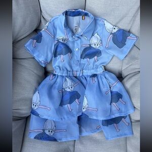 Caroline Bosmans Kids Dress Size 3 Sky Blue‎ Graphic Print Girl’s Designer Dress